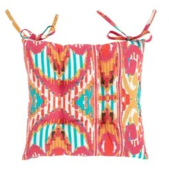 Pink Stripe Ikat Square Seat Pad -Home Decoration 30931895 alt03
