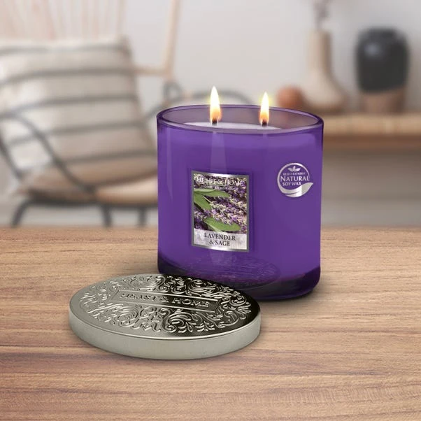 Heart And Home Ellipse Lavender & Sage Multi Wick Candle 3 Heart And Home Ellipse Lavender & Sage Multi Wick Candle