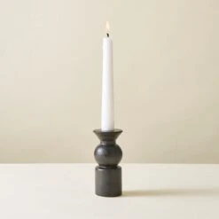 Black Ceramic Candlestick Holder