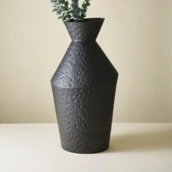 Large Black Textured Ceramic Vase