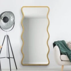 Fluctus Wavy Rectangle Indoor Outdoor Full Length Wall Mirror