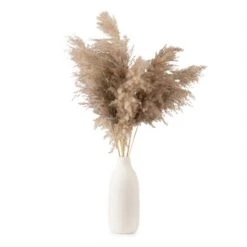 Pampas Grass In Ribbed Ceramic Vase -Home Decoration 30938870 alt02