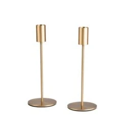 Set Of 2 Brushed Gold Candlestick Holders -Home Decoration 30958163 alt02