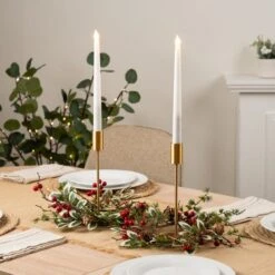 Set Of 2 Brushed Gold Candlestick Holders -Home Decoration 30958163 alt03