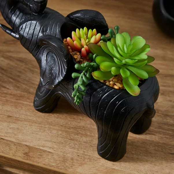 Artificial Succulents In Black Elephant Plant Pot 4 Artificial Succulents In Black Elephant Plant Pot - Image 2