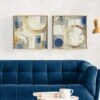 Set Of 2 Abstract Blue & Gold Framed Prints 2 Set Of 2 Abstract Blue & Gold Framed Prints -Home Decoration 30958879