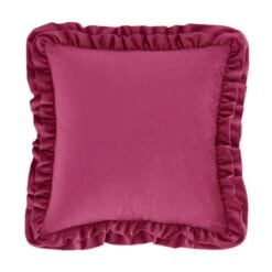 Catherine Lansfield So Soft Velvet Touch Double Frill Square Cushion -Home Decoration 30969838 alt02