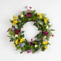 Artificial Spring Floral Pansy Wreath 7 Artificial Spring Floral Pansy Wreath -Home Decoration 30975086 alt02