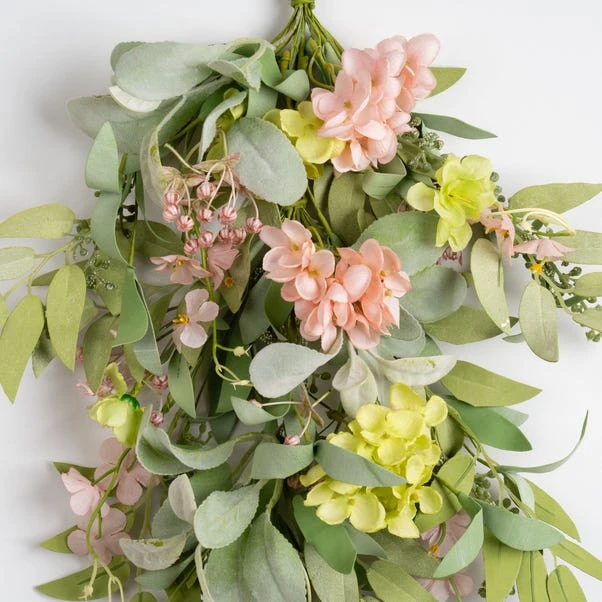 Artificial Pink & Green Hydrangea Teardrop Swag 4 Artificial Pink & Green Hydrangea Teardrop Swag - Image 2