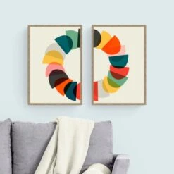 Set Of 2 Colourful Abstract Framed Prints
