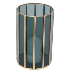 Brass & Smoked Glass Panelled Hurricane Candle Holder -Home Decoration 30983093 alt01