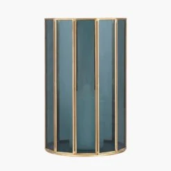 Brass & Smoked Glass Panelled Hurricane Candle Holder -Home Decoration 30983093 alt02