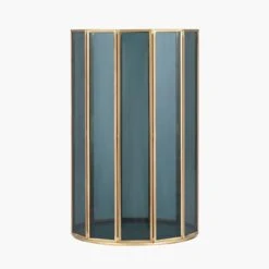 Brass & Smoked Glass Panelled Hurricane Candle Holder -Home Decoration 30983093 alt03