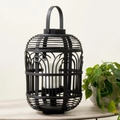 Bamboo And Glass Lantern -Home Decoration 30983133