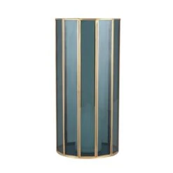 Brass & Smoked Glass Panelled Hurricane Candle Holder -Home Decoration 30983161 alt02