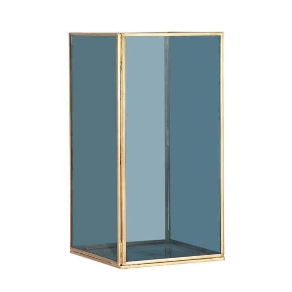 Brass & Smoked Glass Panelled Square Hurricane Candle Holder 8 Brass & Smoked Glass Panelled Square Hurricane Candle Holder - Image 6