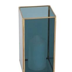 Brass & Smoked Glass Panelled Square Hurricane Candle Holder 16 Brass & Smoked Glass Panelled Square Hurricane Candle Holder -Home Decoration 30983187 alt02