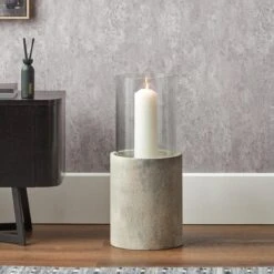 Metal & Glass Pedestal Hurricane Candle Holder -Home Decoration 30983198