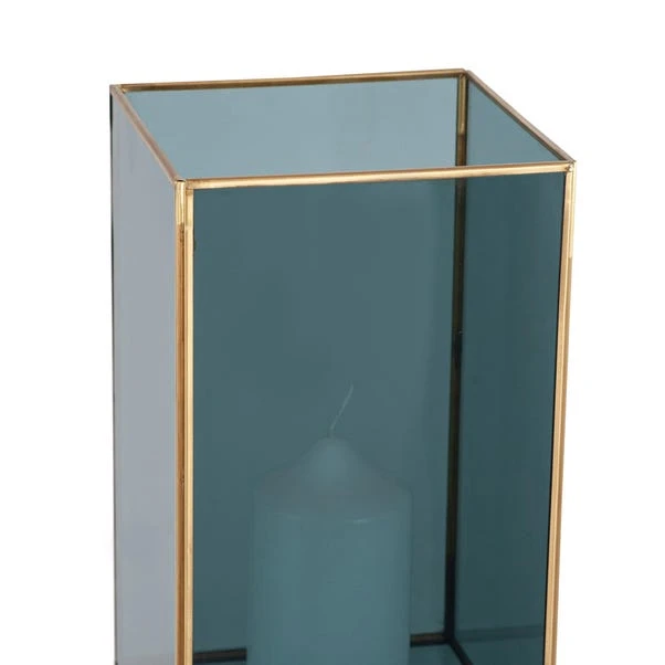 Brass & Smoked Glass Panelled Square Hurricane Candle Holder 4 Brass & Smoked Glass Panelled Square Hurricane Candle Holder - Image 2