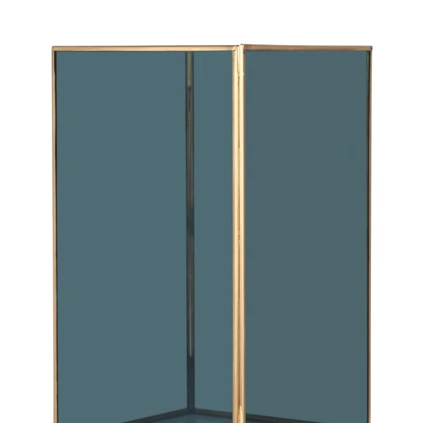 Brass & Smoked Glass Panelled Square Hurricane Candle Holder 5 Brass & Smoked Glass Panelled Square Hurricane Candle Holder - Image 3