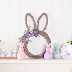 Eggs-traordinary Gift Co. Purple Bunny Ears Wreath