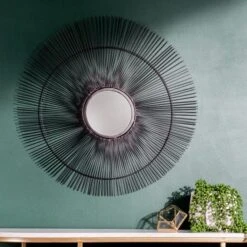 Paoletti Round Black Wire Wall Mirror